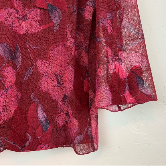COLDWATER CREEK Pink Cabernet Floral Sheer L - Picture 3 of 4
